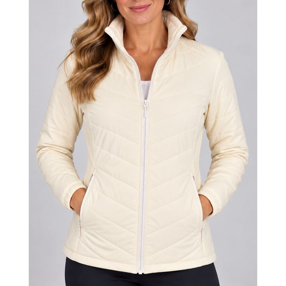 NWT GGblue Luxe Sport Creamy Ivory Quilted Jacket Women M Full Zip Lightweight